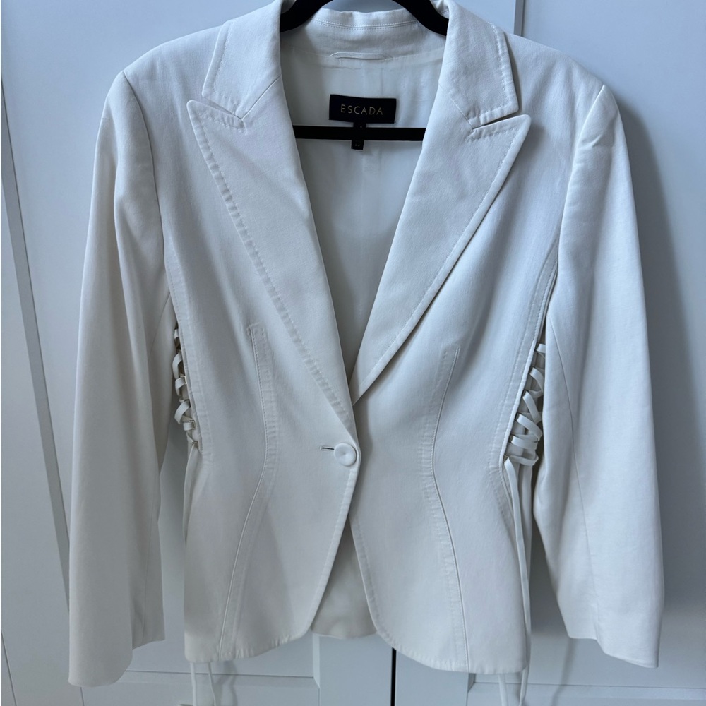 Escada Women's Cream Blazer with Lace-Up Sides